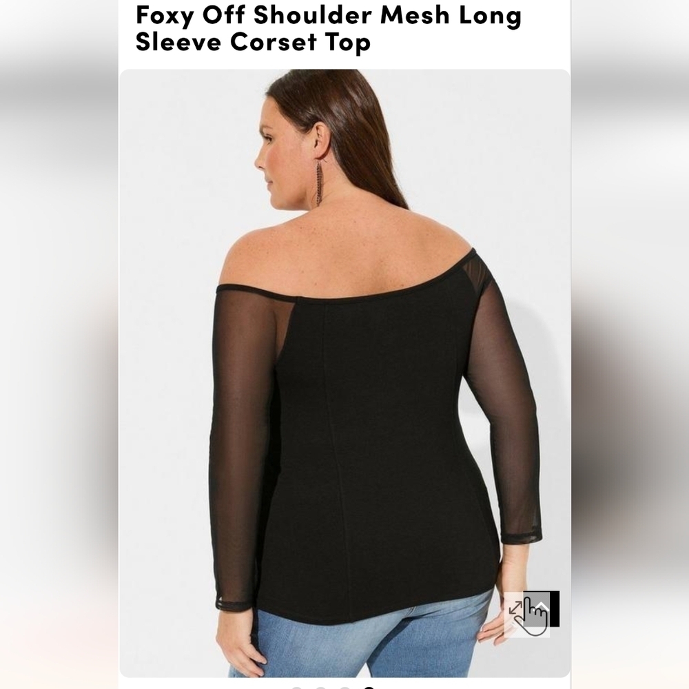 New Torrid Foxy Off the Shoulder Mesh Long Sleeve Corset Top 5x, new with tags - Picture 6 of 14